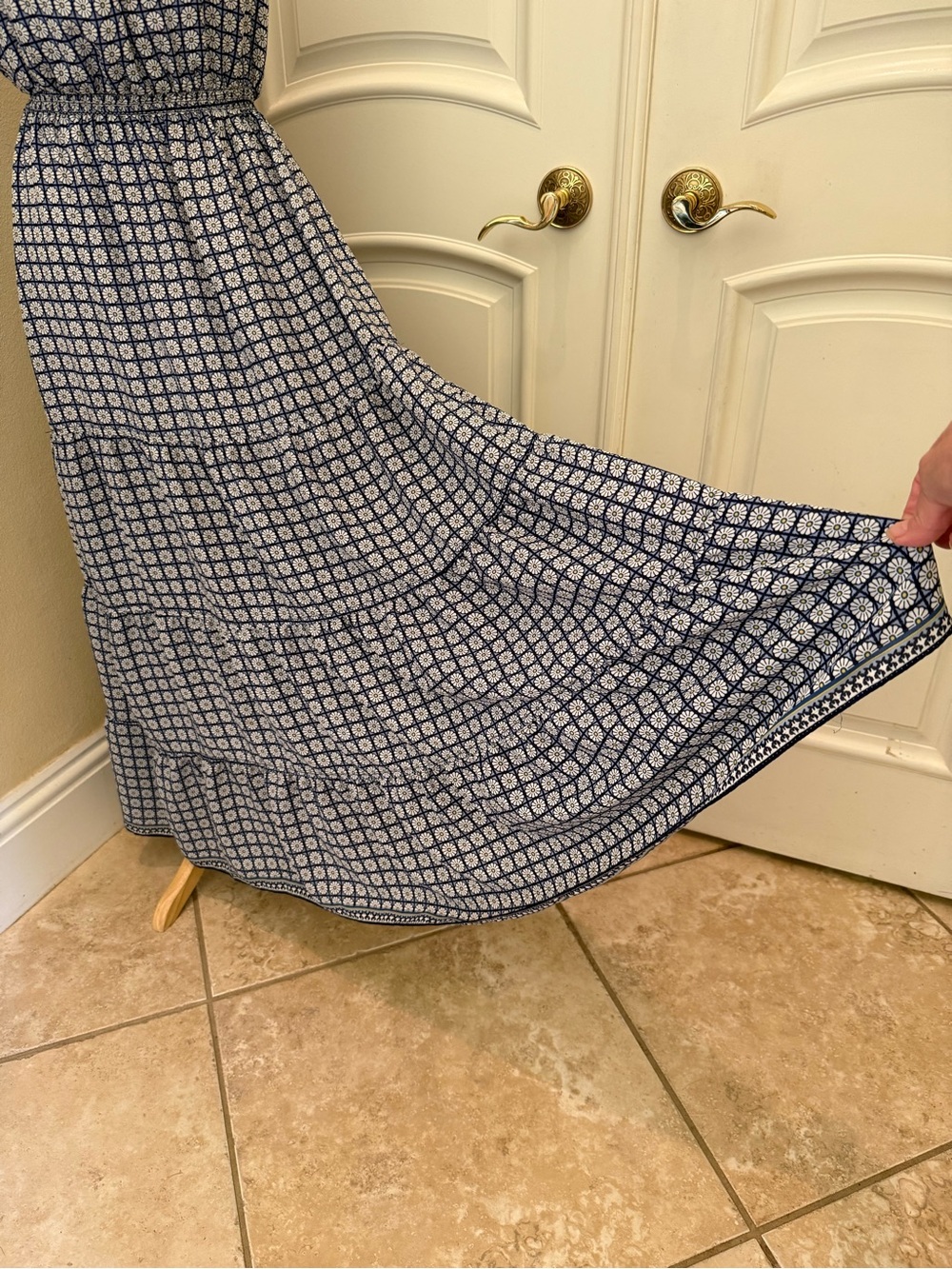 New - Max Studio blue and white boho tiered maxi dress - Picture 3 of 5